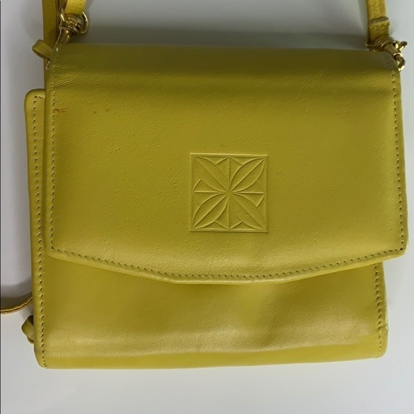 Vintage genuine sunflower leather yellow wallet crossbody bag - Picture 2 of 10